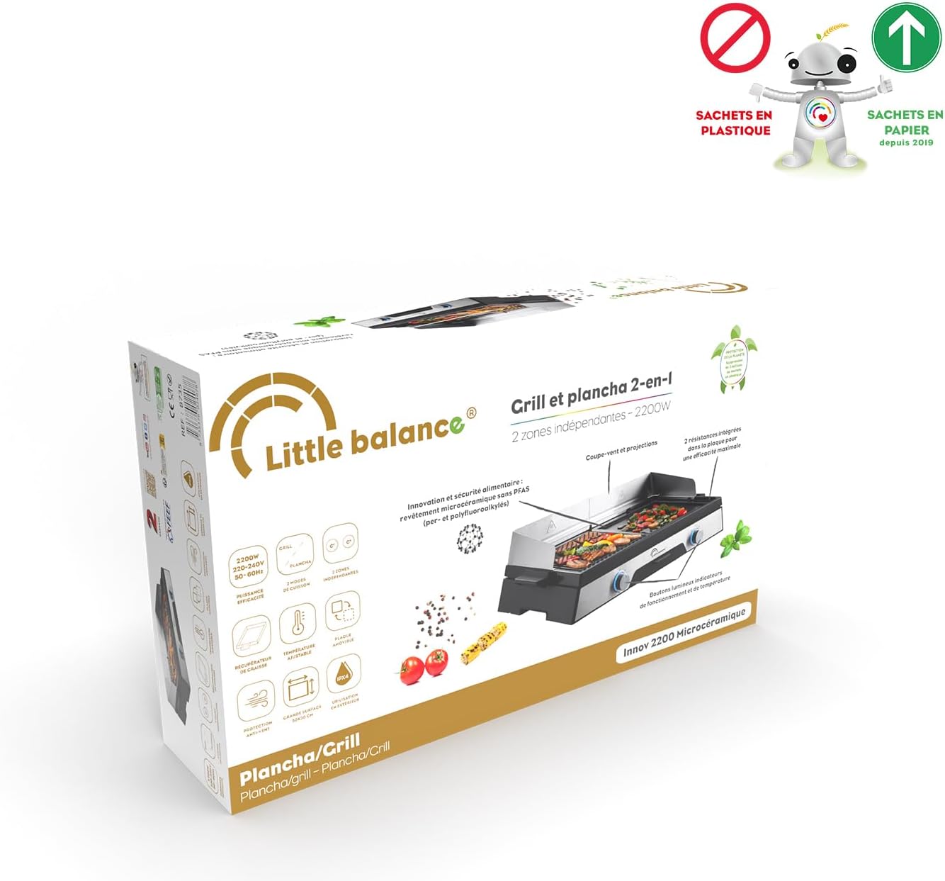 jardinite - Innov 2200 - 40x22cm - plancha microcéramique sans PFAS 8735