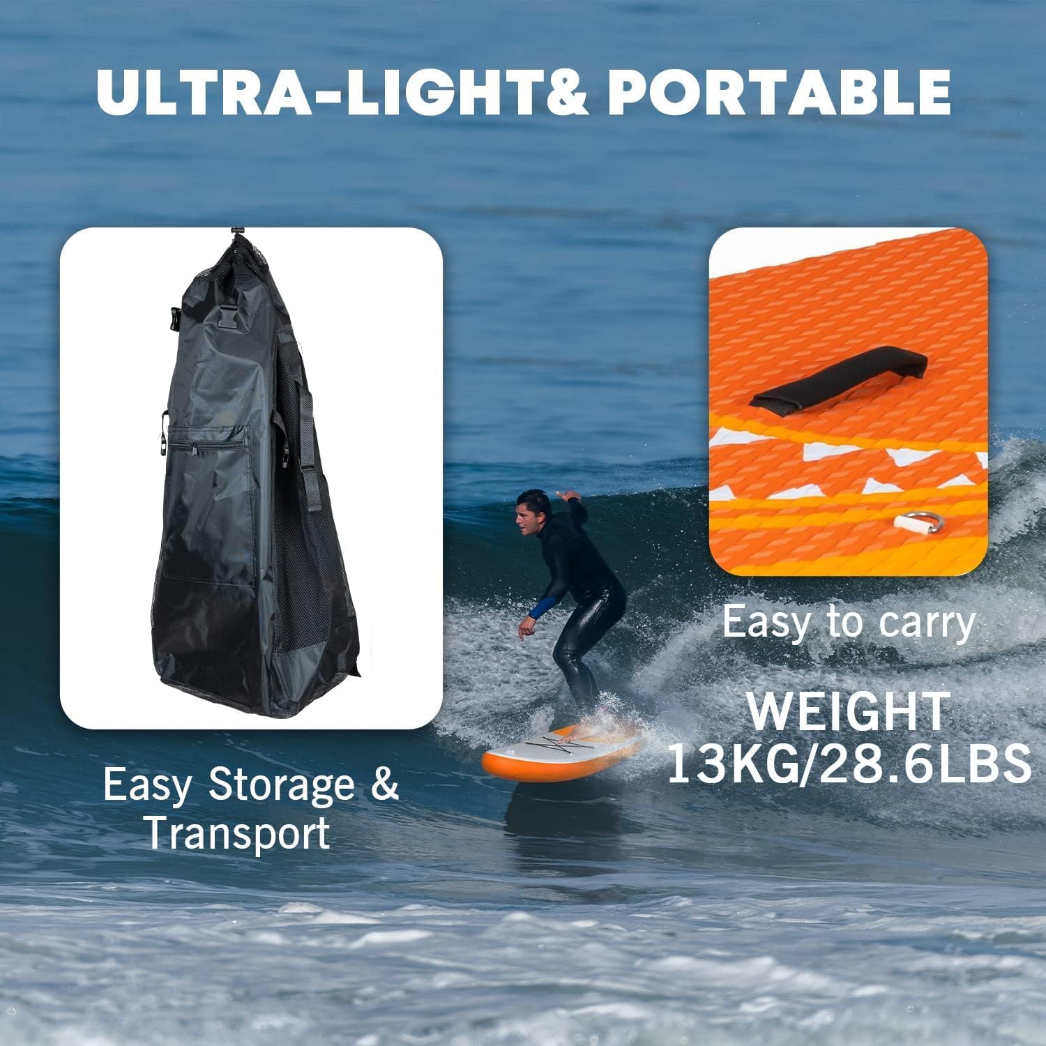 jardinite - Paddle Gonflable Adulte - 320/335cm - 2 personnes, siège kayak, pagaie alu, support caméra, pompe, 150kg