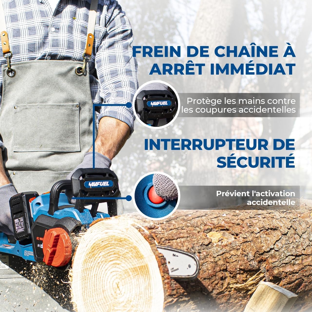 jardinite - Tronçonneuse sans fil 40V - 38 cm - Moteur brushless, 2 batteries 4 Ah