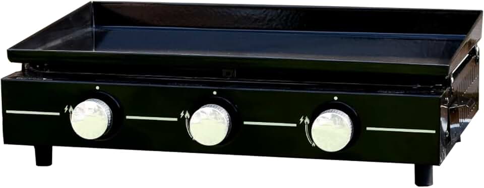 Cook’in Garden - plancha gaz 3 brûleurs, acier émaillé, 10 pers, bac amovible