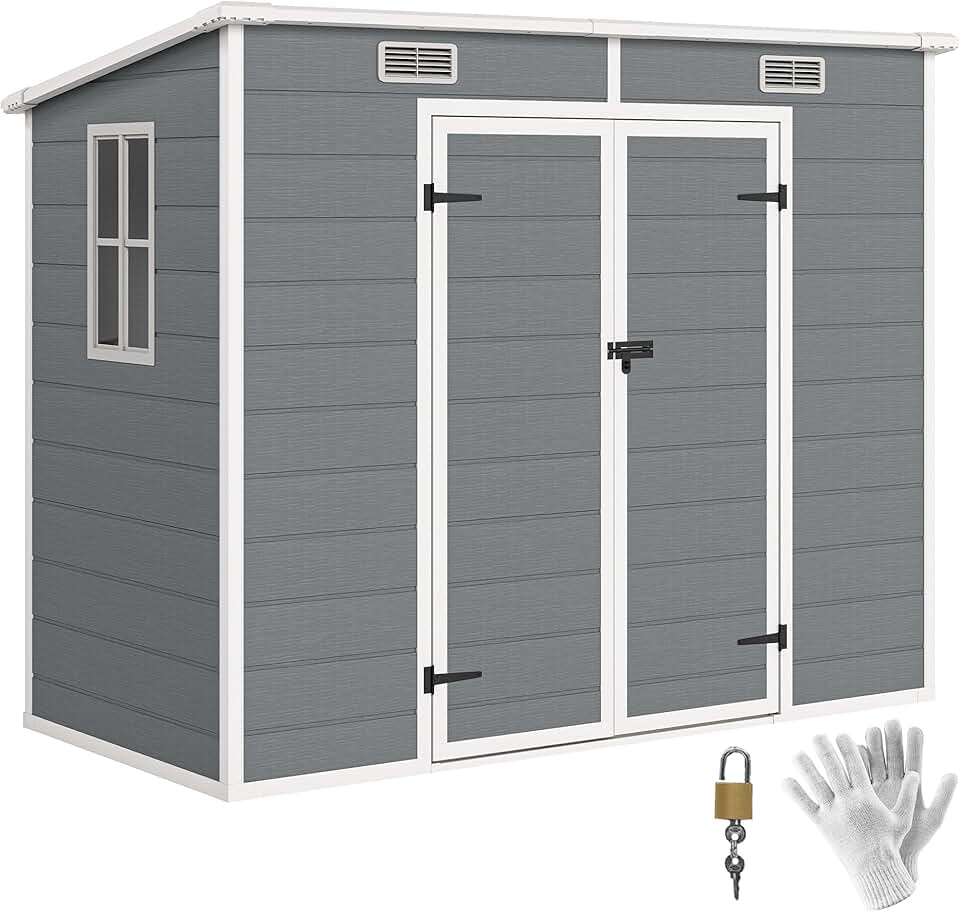 jardinite - Abri de jardin 2,4x1,3m - aluminium/PP, fondation, fenêtres, 2,54m²