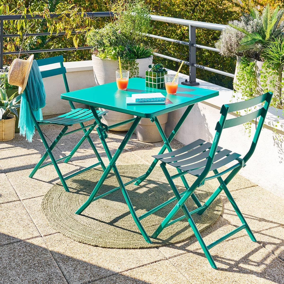 jardinite - Greensboro Opale - 2 places - Acier renforcé antirouille, 55x55 cm