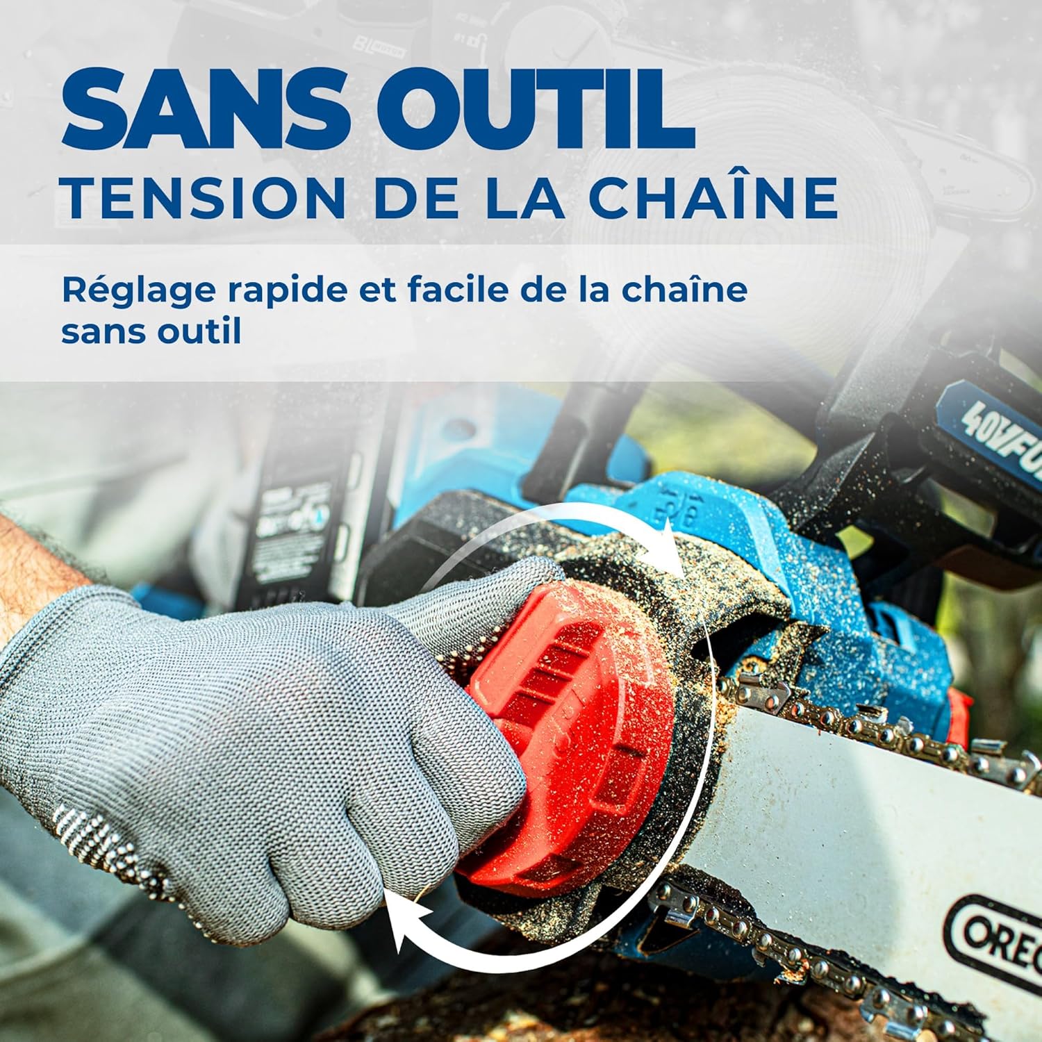 jardinite - Tronçonneuse sans fil 40V - 38 cm - Moteur brushless, 2 batteries 4 Ah