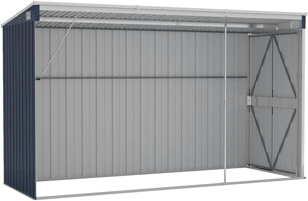 Abri de jardin mural anthracite - 118x288x178 cm 