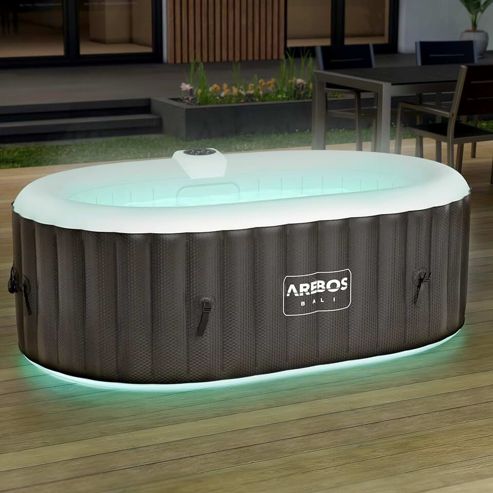 jardinite - Spa LED gonflable 190x120cm, 2 places, 90 jets, 550L
