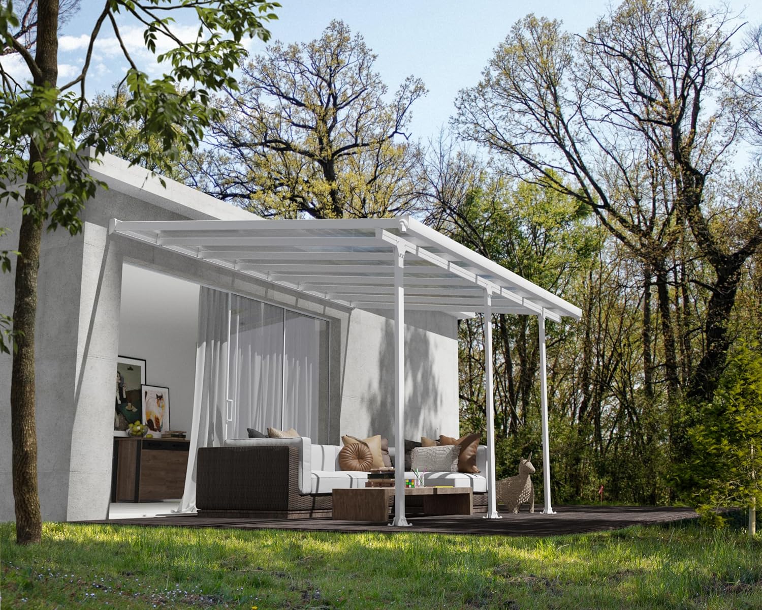 Chalet et jardin - Toit terrasse Aurore aluminium, 3 x 4.25 m, blanc - 701692