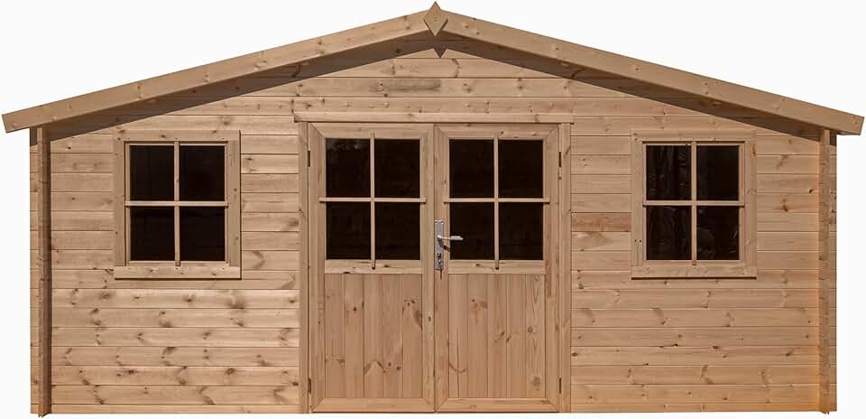 Abri de Jardin Bois, EP 28mm, 480x400, Surface utile 17.35m², INT048