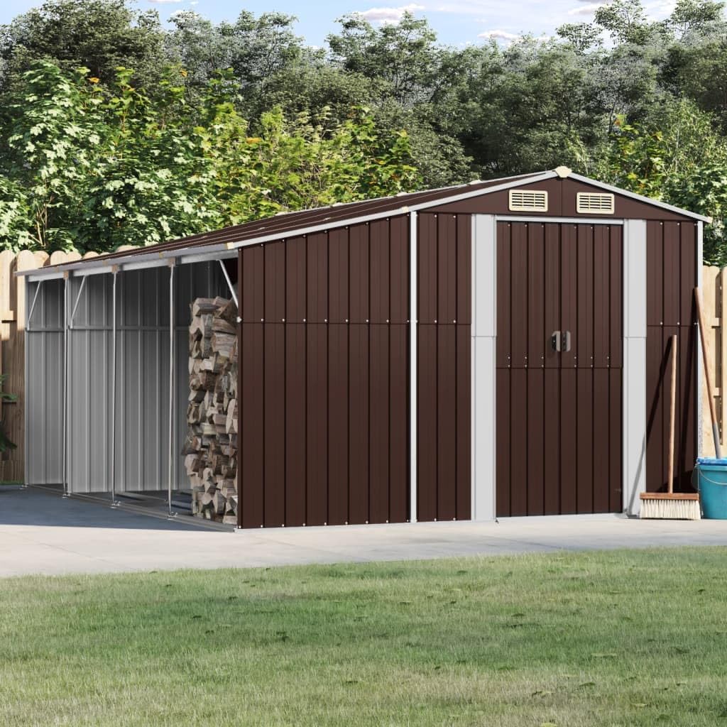 Abri de jardin en acier - 277x365,5x179cm - support bois, 4 aérations
