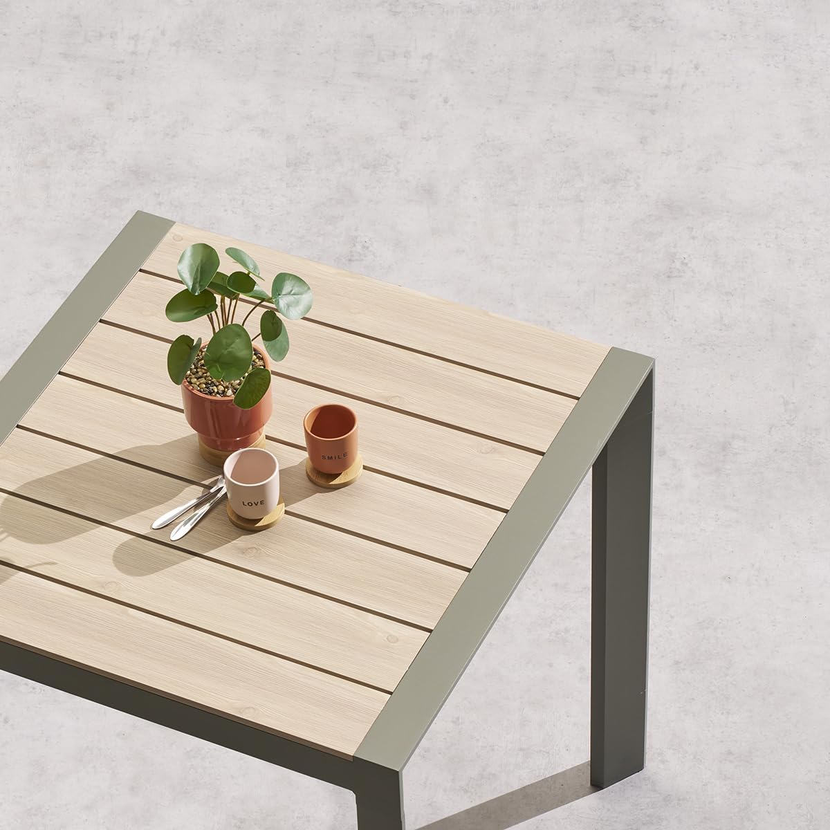 jardinite - Evasion 2 places - aluminium, effet bois, Lin/Vert Laurier