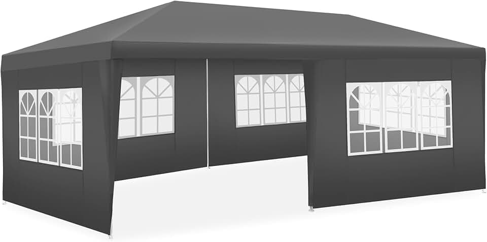 jardinite® Tonnelle de Jardin Exterieur 6x3m Tente de Reception Protection UV 30+, Barnum Chapiteau Gazebo Pavillon de Jardin, résistant à l'eau avec Parois Amovibles, Cadre Robuste en Acier époxy