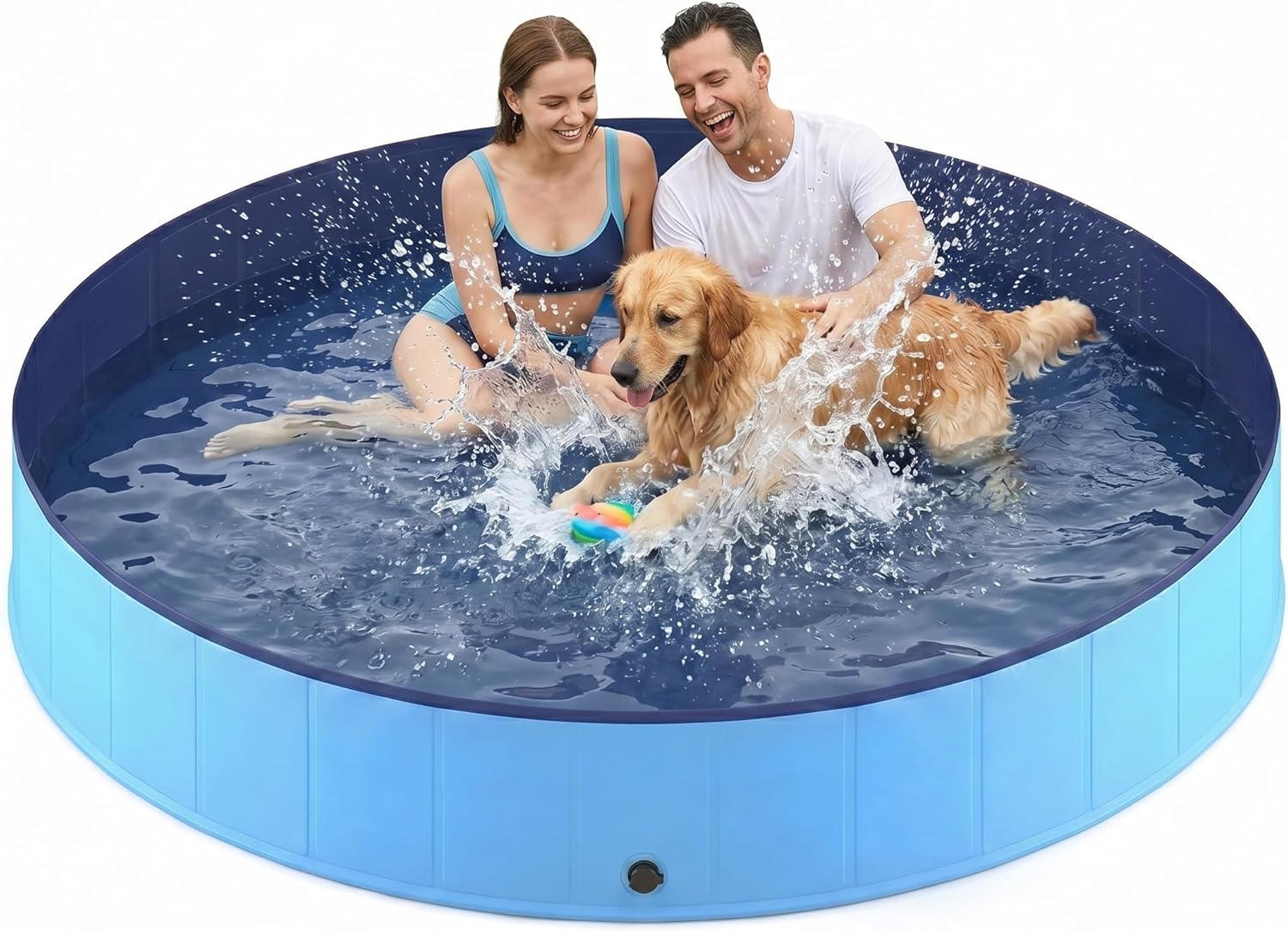 Piscine Pliable pour Chien, 200 x 30 cm, plaques antidérapantes, Drainage Rapide, Baignoire pour Chien, Piscine en PVC épais