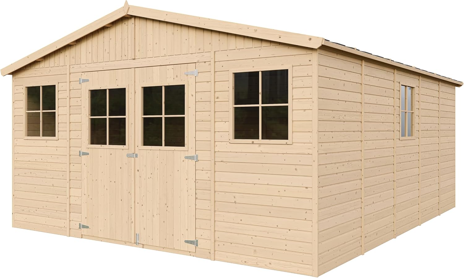 Abri de Jardin en Bois Exterieur avec Les PLANCHERS IMPRÉGNÉ- Maison de Jardin en Pin/épicéa-H246x418x522 cm/20 m²-Construction de Panneaux- Rangement pour vélos, Remise à Outils-jardinite M333 +M333G