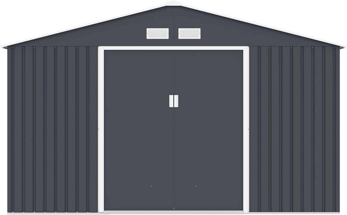 Abri de jardin métal Vegas - 15 m² - structure acier, coloris gris