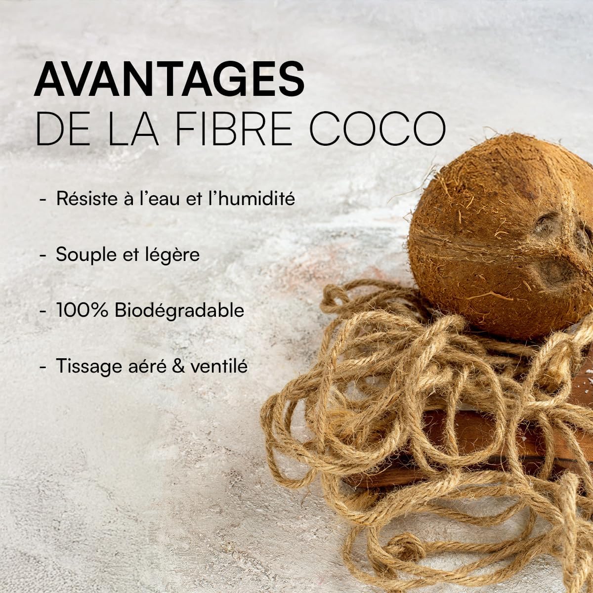 Toile d’ombrage écologique coco - rectangulaire 3.5x3.5m - protection solaire