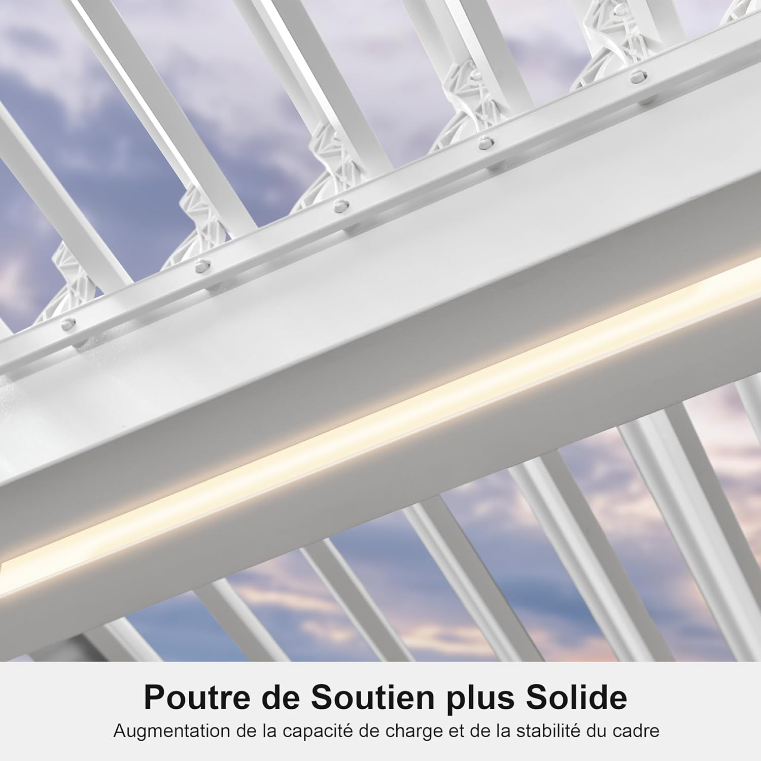 jardinite - Pergola bioclimatique 4,84x3,68m alu, LED, gouttières
