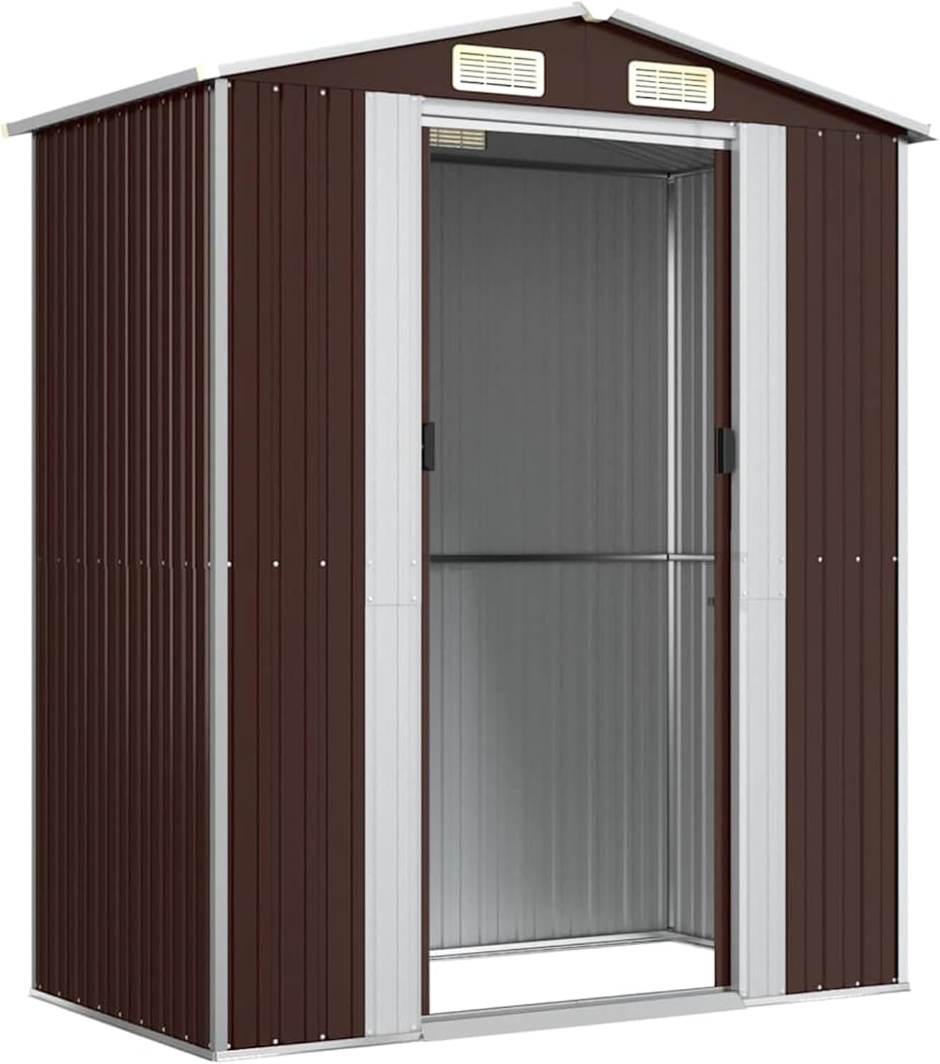 Abri de jardin extérieur - acier galvanisé marron, 192x108x223 cm, rangement robuste
