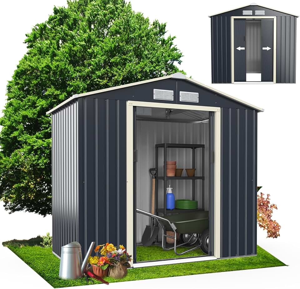 jardinite - Abri de Jardin Métal série Toit en pente - 213x128x195cm - Porte coulissante, résistant, 3m2