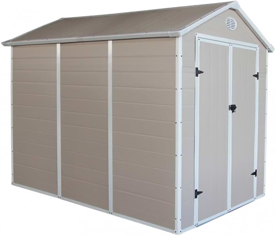 jardinite - Abri Jardin Résine - 5,32m² - acier, porte double, fenêtre, 226cm