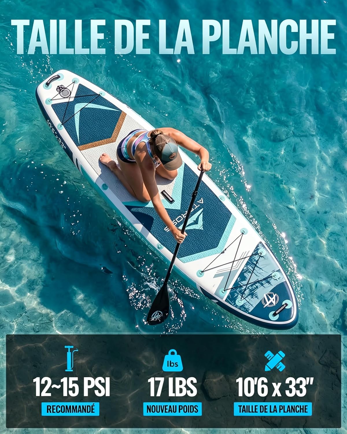 Stand Up Paddle gonflable adulte, 320x84cm, 2 places, 200kg, kayak avec siège