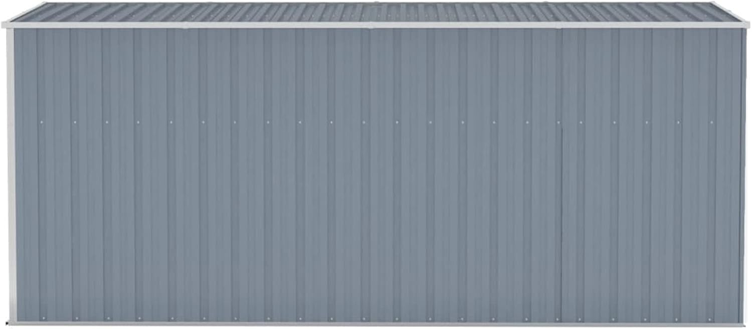 Abri de jardin mural acier galvanisé gris 118x382x178 cm, robuste