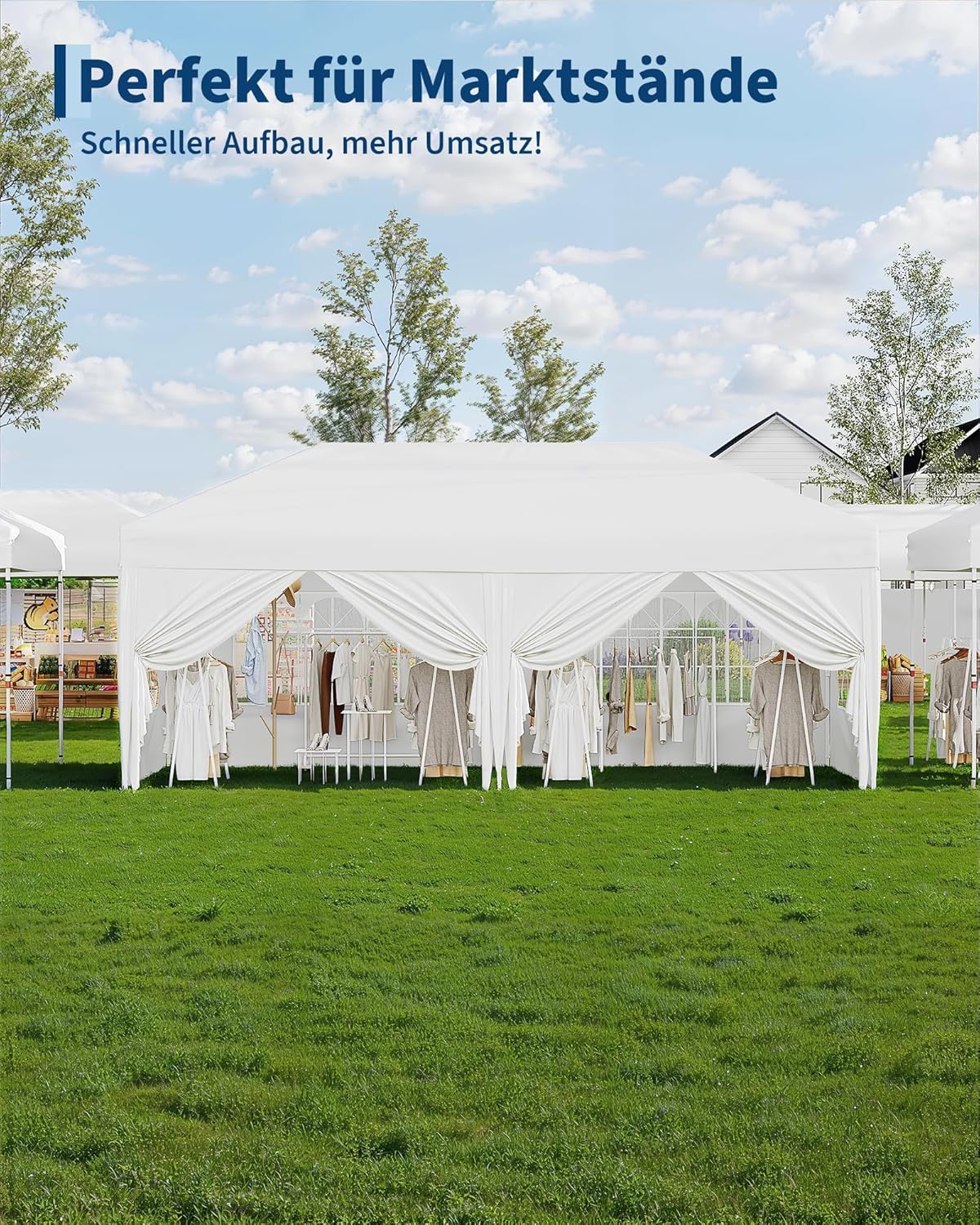 Gravee - tonnelle pliante 3x6m - imperméable, anti-UV, avec parois