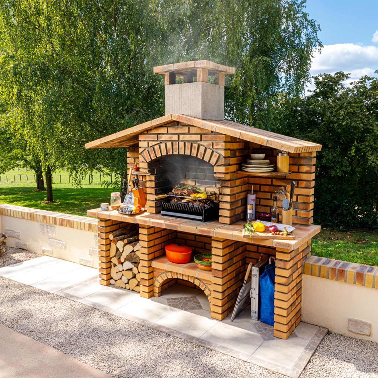 Barbecue à charbon réglable 3 hauteurs, dimensions compactes, GRILLOIR