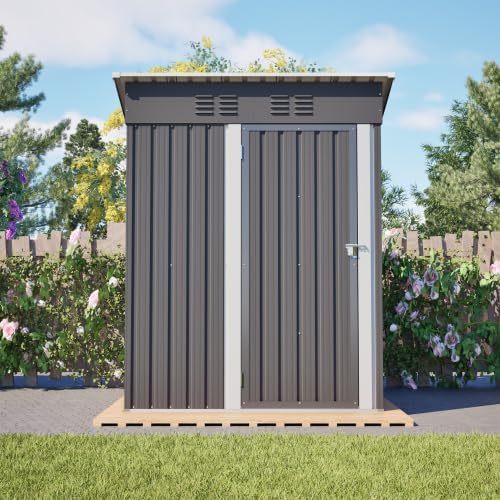Abri de jardin - toit plat - 152x84x182 cm - métal, porte verrouillable