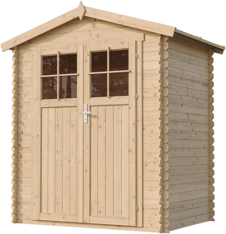 Abri de Jardin en Bois avec Sol TRAITÉ - Stockage extérieur I196xL136xH218 cm/ 1.98 m2 Petit abri à Outils, Local à vélos - jardinite M367F+M367G
