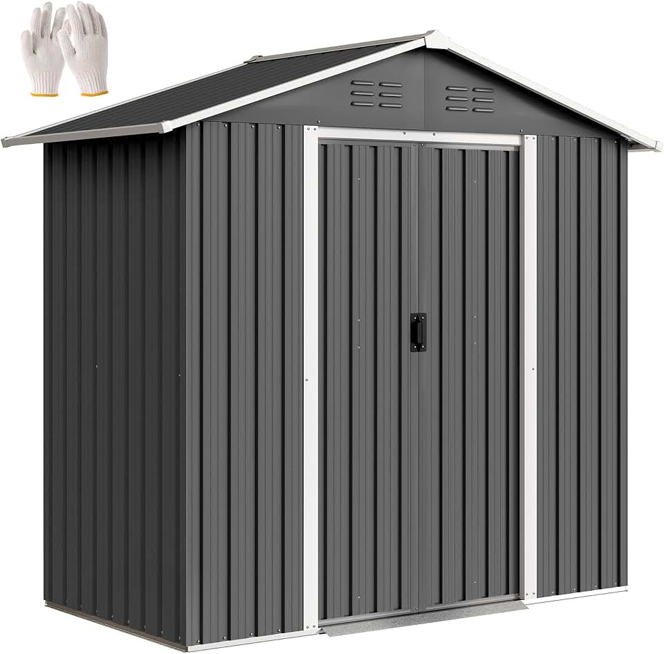 jardinite - abri de jardin métal 1,8 m² - 194x107x191 cm, portes coulissantes, 4 aérations