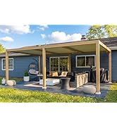 jardinite Pergola Bioclimatique en Effet Bois Aluminium 3,5 x 5,5 m, Tonnelle de Jardin Extérie...