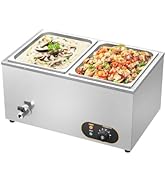 jardinite Bain Marie Électrique en Acier Inoxydable, Température réglable, 2X 1/2 GN Récipients ave...
