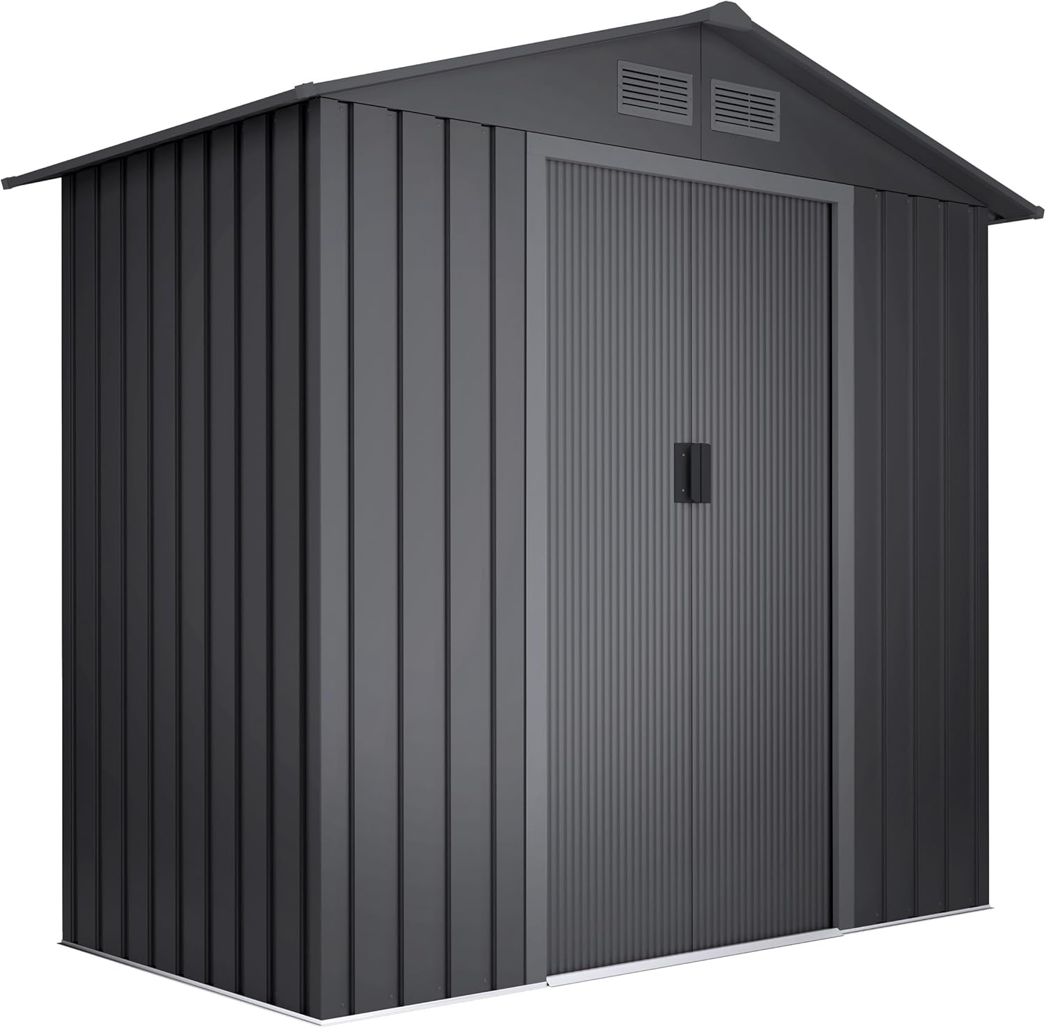 Abri de jardin métal - Light Anthracite - 196x131x196cm - double porte coulissante, 4 grilles, extérieur