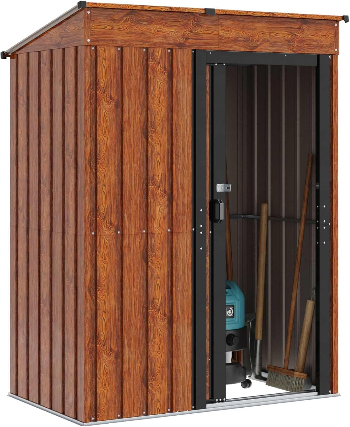 Abri de jardin en métal - 137x81x180 cm - marron, étanche, verrouillable, rangement outils/vélo