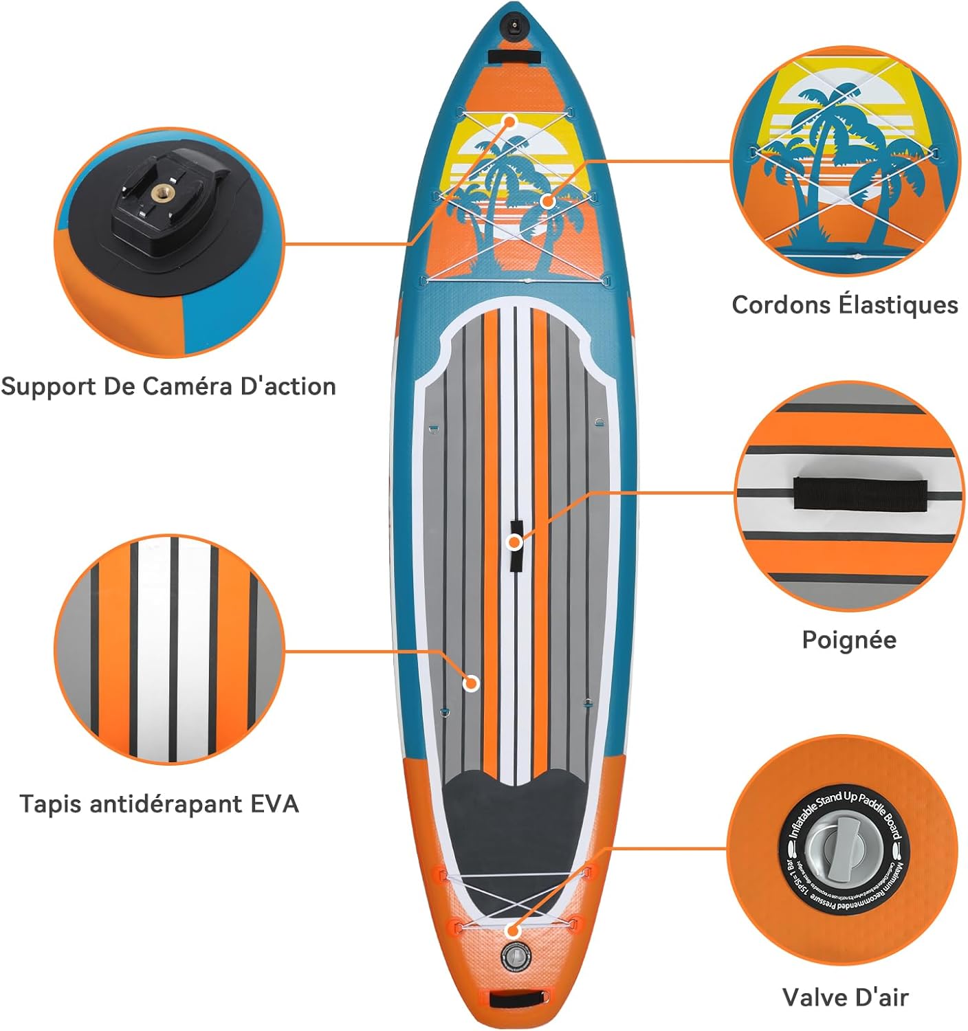jardinite - Paddle gonflable adulte - 320/335cm - 2 personnes, siège kayak, pagaie alu, caméra, pompe, 150kg