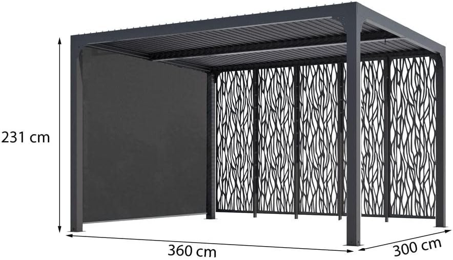 Pergola bioclimatique aluminium gris 10.80m², lames orientables PER36M30RBI