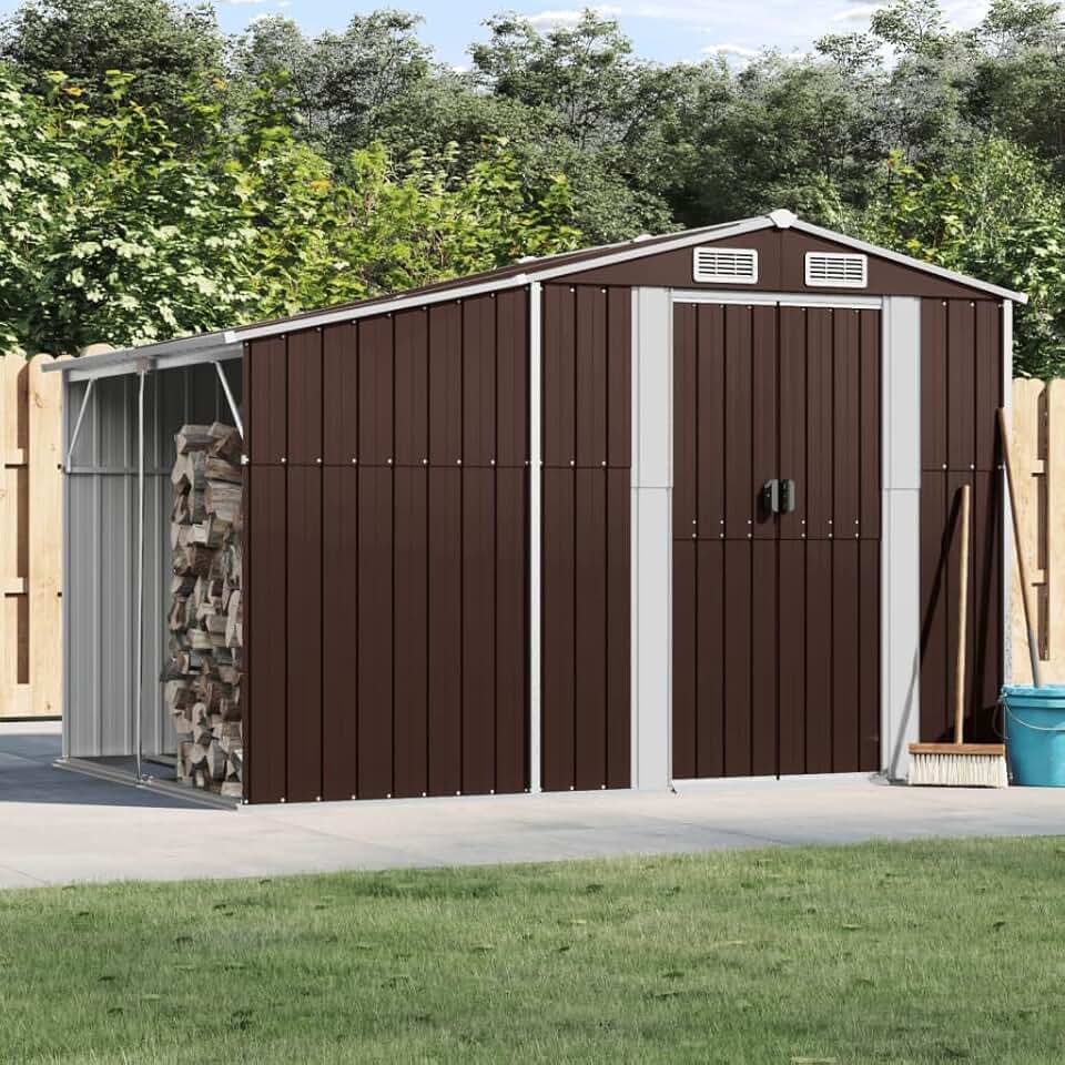 jardinite - abri de jardin acier galvanisé marron 277x192,5x179 cm