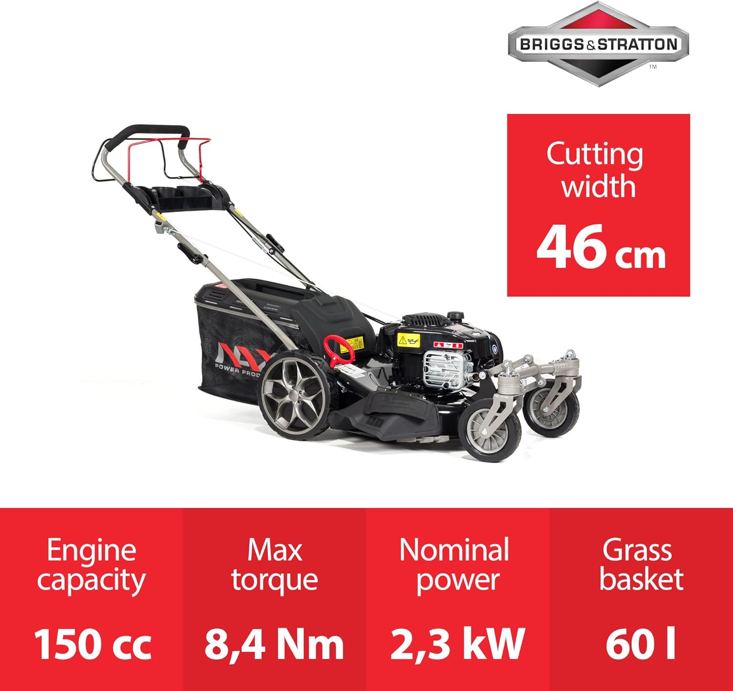 NAX - Power Products 2000S - 46 cm - moteur 150 cm3, 60L, roues pivotantes, 625EXi