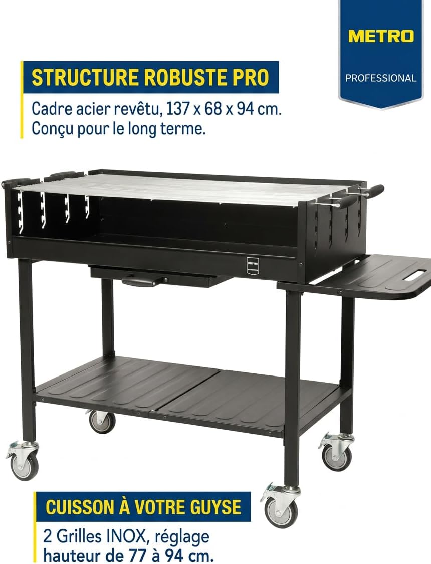 METRO - Barbecue DELUXE - 137x68x94 cm - housse, tablette, acier inox