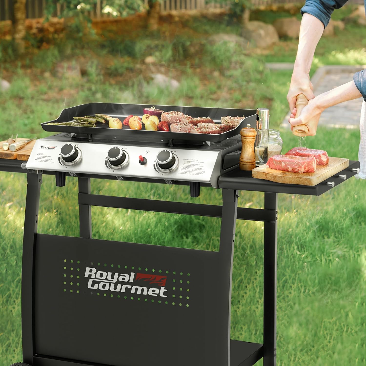 jardinite - Plancha sur chariot 62x35,5cm - 3 brûleurs puissants 7,5kW