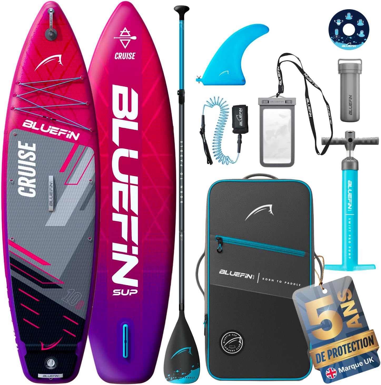 Bluefin - Cruise 10'8 - Paddle gonflable 15,2cm, antidérapant, léger