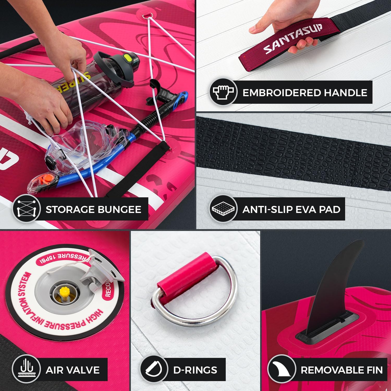 Tableau Gonflable Stand Up Paddle avec Accessoires Sup, Pont EVA antidérapant, Tableau Large 10'6