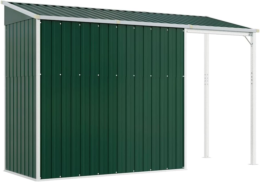 jardinite Abri de Jardin avec Toit prolongé Vert 277x107x181 cm Acier, Maison & Jardin, Pelouses & Jardins, Vie en extérieur, Structures extérieures, Cabanes & abris de Jardin, Vert, (Poids 41.56KG)