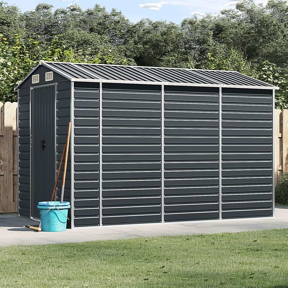 jardinite Abri de Jardin Anthracite 191x300x198 cm Acier galvanisé,Abris De Jardin,Abri De Stockage pour Jardin,Abri D'Outils De Jardin
