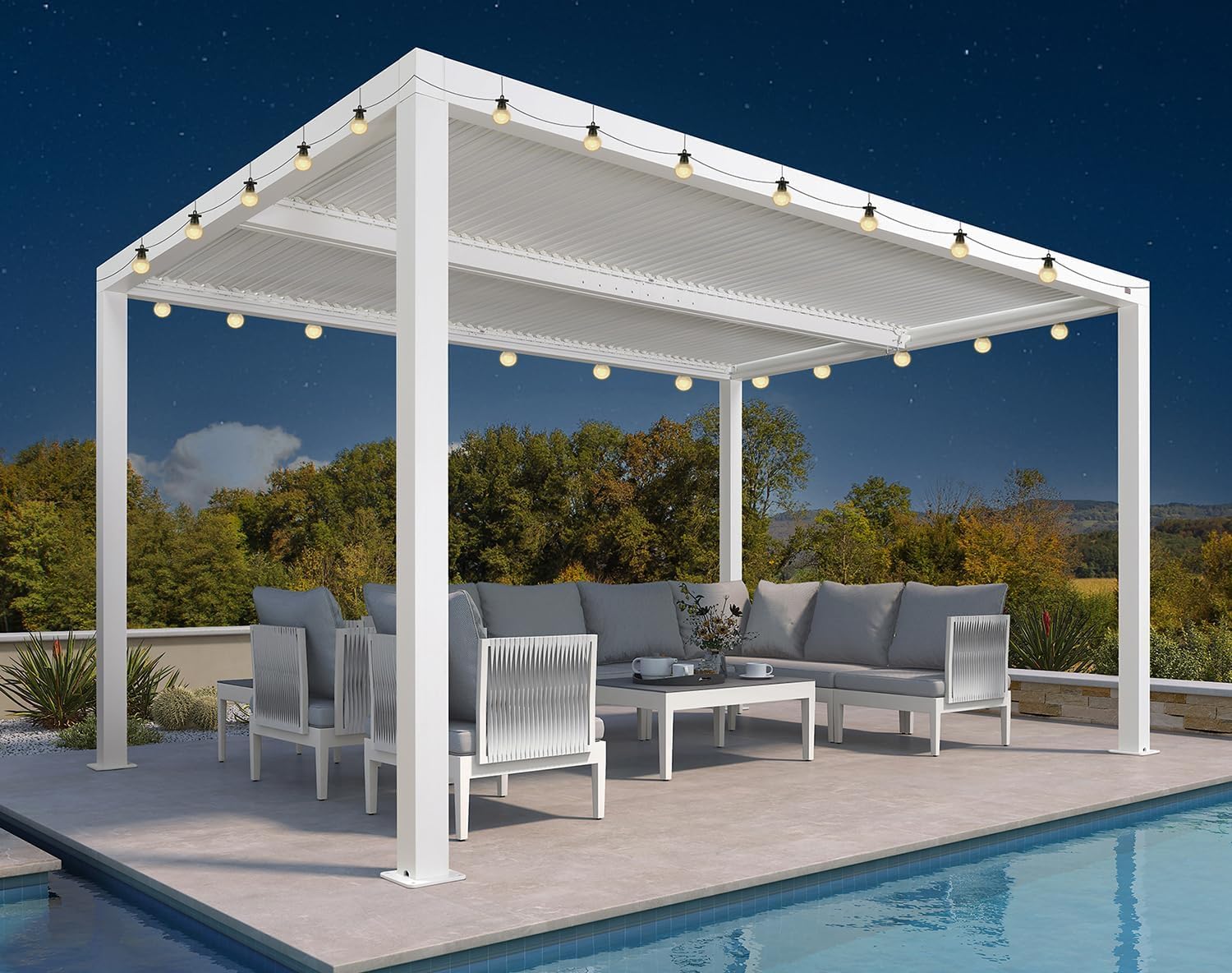jardinite - Pergola Bioclimatique - 4,24x3m - aluminium, éclairage, lames orientables
