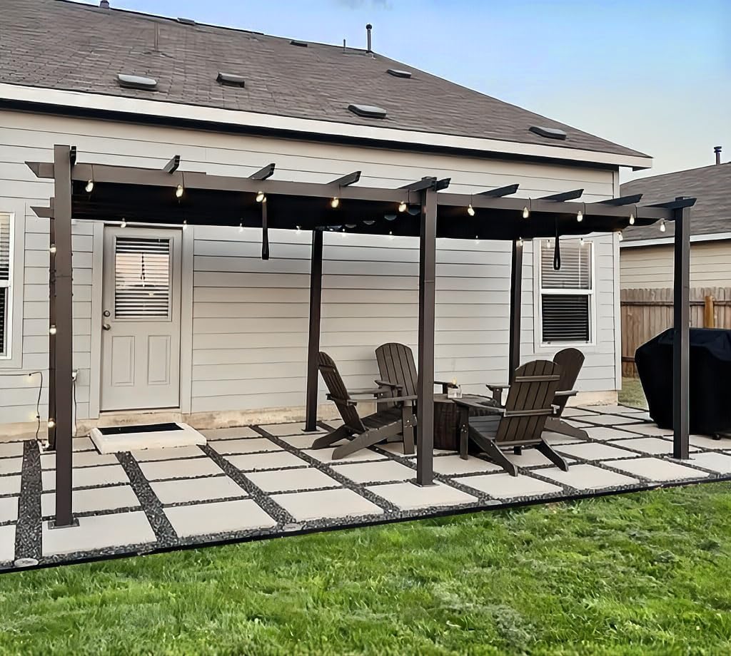 jardinite - pergola aluminium - 5,5x3 m - toit coulissant, tissu teint