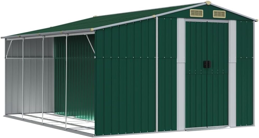 Abri de Jardin en Acier galvanisé, Salles de Stockage de Jardin Extérieures avec Bouches D'aération et Poignées Pratiques pour Ranger Les Outils, Les Ustensile de (277 x 365,5 x 179 cm)
