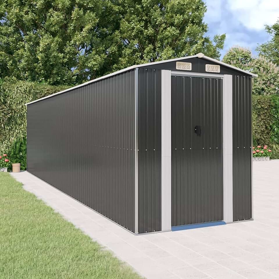 jardinite Abri de jardin, abris pour parcelles, abris de jardin, abri de jardin extérieur, maisons préfabriquées, acier galvanisé anthracite 192 x 772 x 223 cm