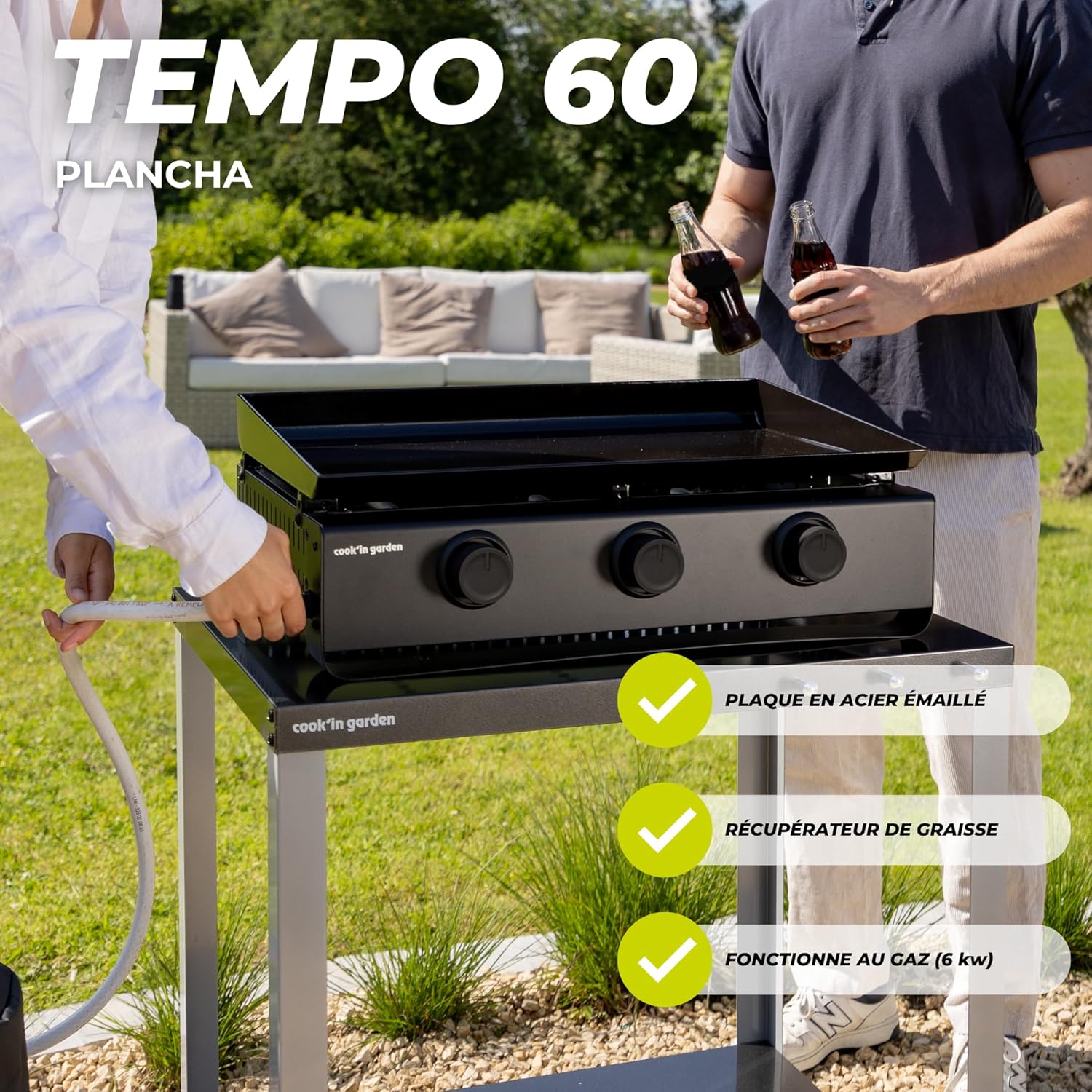 jardinite - Tempo 3 brûleurs - 6 kW - acier émaillé - bac amovible