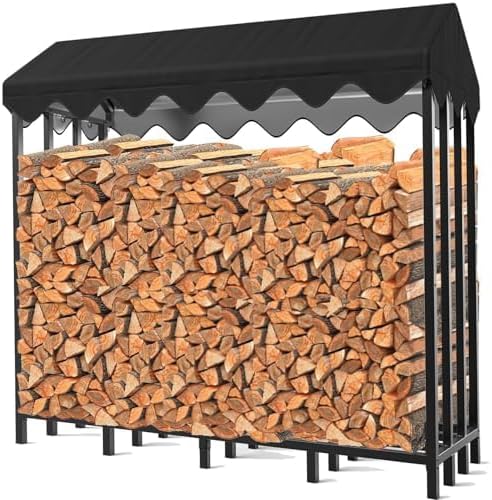 jardinite® Range-bûches d'Extérieur avec Housse de Protection Intégrée, 185 x 70 x 185 cm, Capacité 2,4 m³