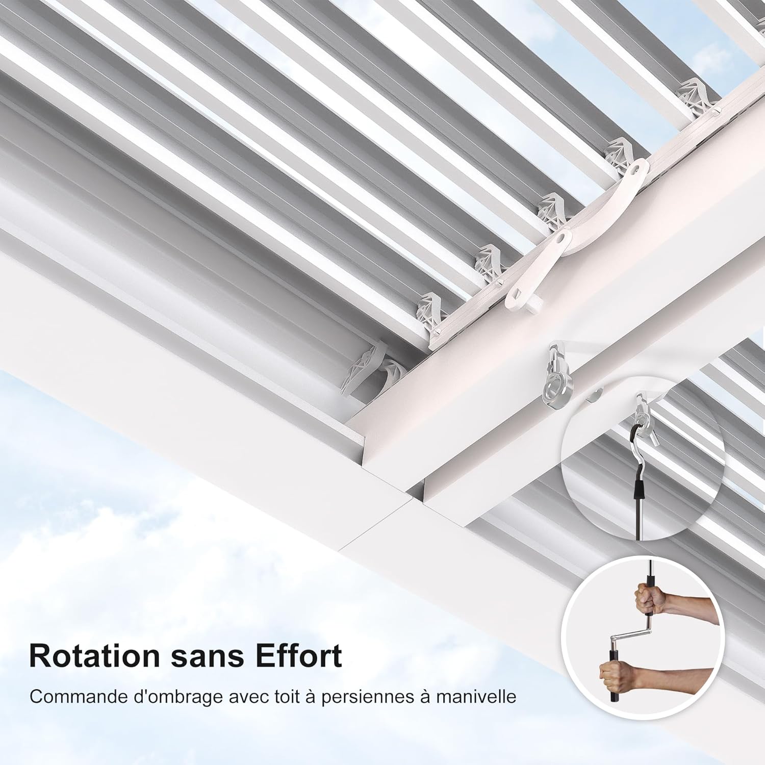 jardinite - Pergola Bioclimatique - 4,24x3m - Aluminium, lames orientables, blanc